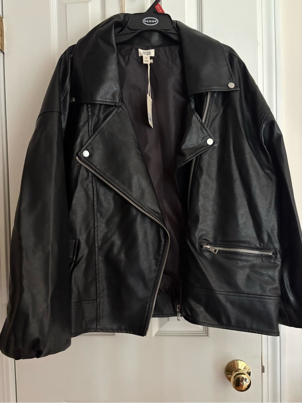 a new day Black Faux Leather Moto Jacket with Silver Hardware